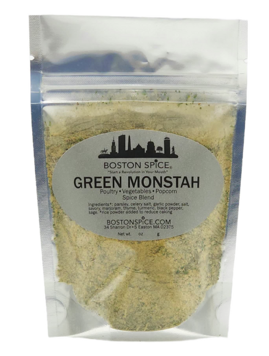 Savory herbal seasoning for popcorn, chicken, turkey, dips, and vegetables. Big Boston flavor with thyme, sage, and parsley.